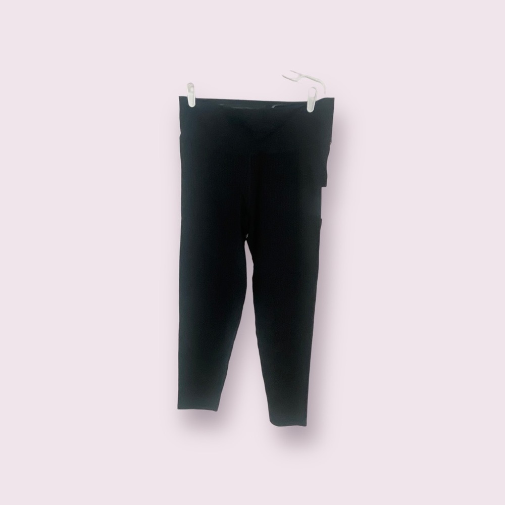 Good American Black Ribbed Elastic Waist  Leggings‎ Sz 5/6